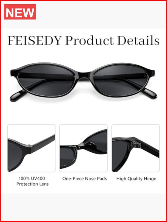 Retro Oval Cat Eye Sunglasses UV400 Lightweight 90s Y2k Narrow Trendy Shades